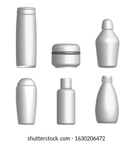 Vector illustration of a set of bottle templates for cosmetics, packaging template, plastic container