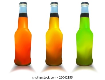 Vector illustration. Set of bottles of a cocktail on a white background.