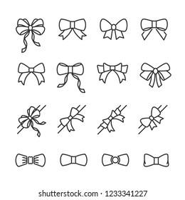 Vector illustration set of bows line icons.