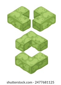 Ilustración vectorial de un conjunto de arbustos caja en un estilo isométrico simple, adecuado para parques públicos, aislado sobre un fondo blanco
