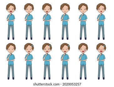 Vector illustration set of a boy thinking