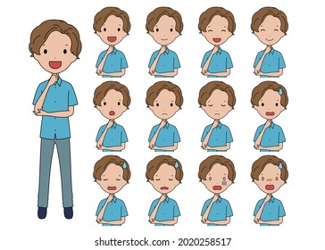Vector illustration set of a boy thinking