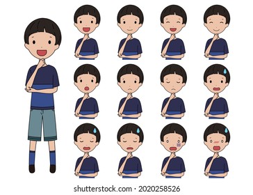 Vector illustration set of a boy thinking