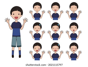 Ilustración vectorial de niños con poses sorprendidas