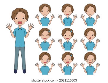 Ilustración vectorial de niños con poses sorprendidas