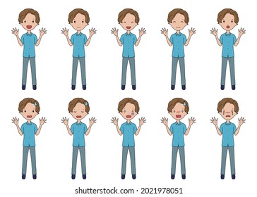 Vector illustration set of boys in surprised poses