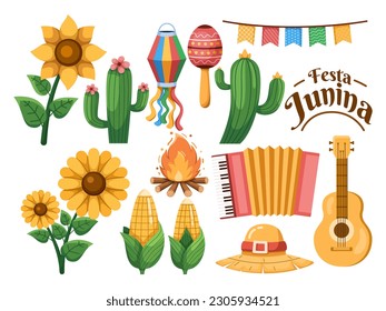 a vector illustration set of Brazilian Festa Junina element decorations with various elements and colorful.
Festa Junina clip art decoration element.
Perfect for project related festa junina.