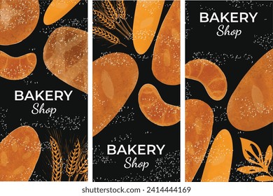 Vector illustration set of bread. Set of banners, flyers, cards, baking and bakery products. Vector file, design elements.