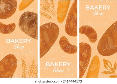 Vector illustration set of bread. Set of banners, flyers, cards, baking and bakery products. Vector file, design elements.