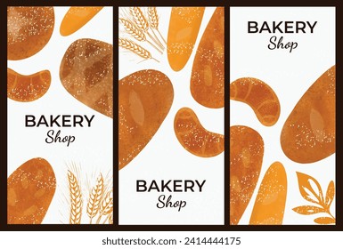 Vector illustration set of bread. Set of banners, flyers, cards, baking and bakery products. Vector file, design elements.