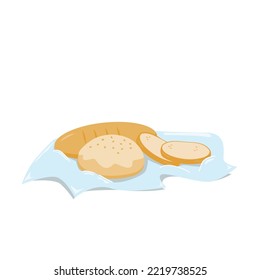 Vector illustration of set bread. Whole grain, yeast baked bread. Vector illustration of bread in flat style