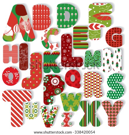 vector illustration set bright alphabet letters stock vector christmas letters designs