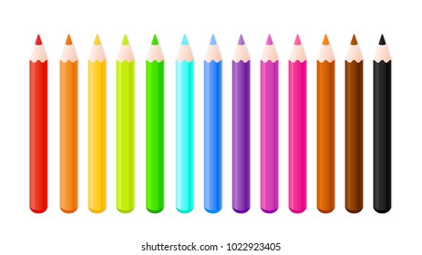Vector illustration set of bright color pencils.