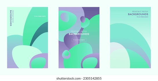 Vektorgrafik-Set mit abstraktem hellen Hintergrund mit organischen Formen für dynamische Titeldesigns, grün, violett, flyer, Plakatvorlage