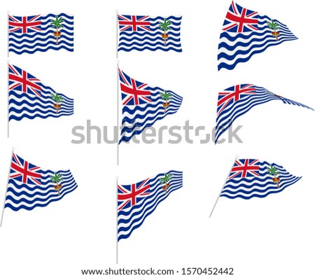 Vector Illustration of Set with British Indian Ocean Territory Flag