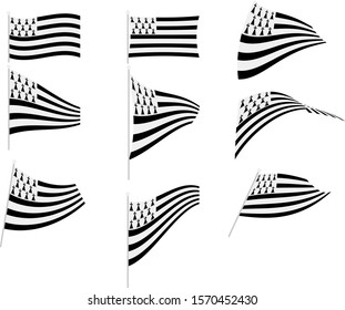 Vector Illustration of Set with a Brittany Flag