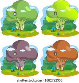 Vektorgrafik-Satz von Brokkoli-Gemüsebau mit Gras und Wolke