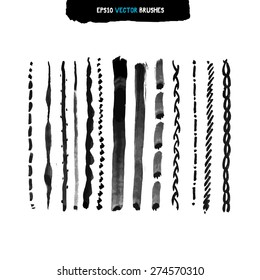Vector illustration set of brush strokes