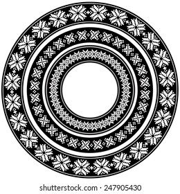 Vector illustration of a set of brushes, borders, frames made into circles, isolated, for scrapbook, decorations, templates and other design