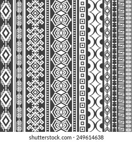 Vector illustration of a set of brushes, borders, frames in black and white, isolated, for scrapbook, decorations, templates and other design