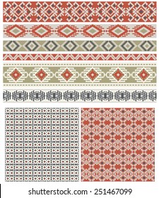 Vector illustration of a set of brushes, borders, frames in contrast colors, for scrapbook, decorations, templates and other designs