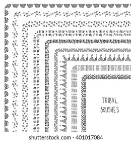 Vector illustration of a set of brushes in tribal, boho style - 