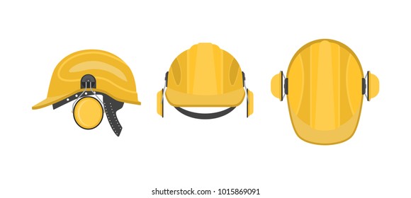 Vector illustration. Set of building helmets.