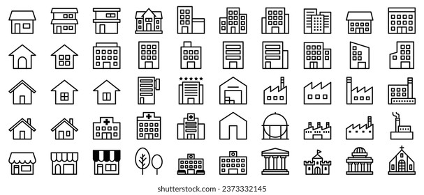 Vector illustration set of building icons