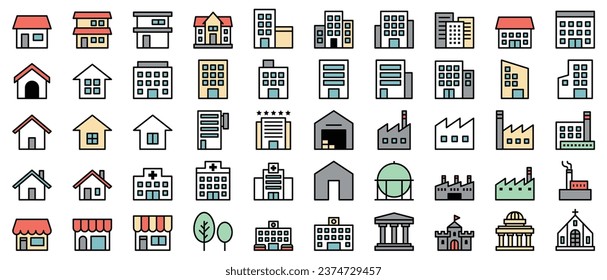 Conjunto de ilustraciones vectoriales de iconos de construcción