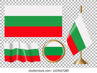 
Vector illustration of a set of Bulgarian flags. Isolated image of flags.