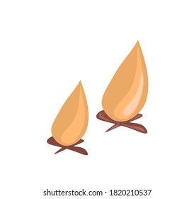 vector illustration set of burning bonfire in autumn colors on isolated background