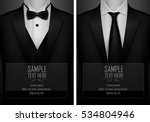 Vector illustration of Set of business card templates with suit and tuxedo and place for text for you