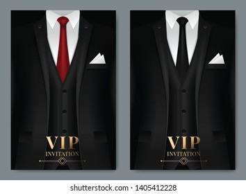 Vector illustration of Set of business card templates with suit and tuxedo