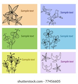 Vector illustration. Set of business cards with floral ornament