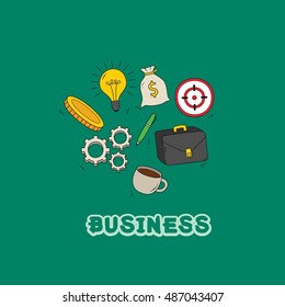 Vector illustration set of business doodles elements. vector illustration