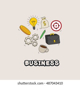 Vector illustration set of business doodles elements. vector illustration