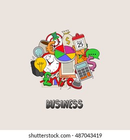 Vector illustration set of business doodles elements. vector illustration