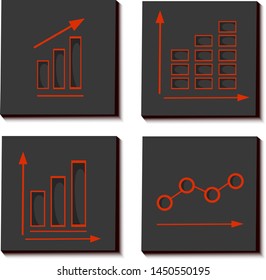 Vector illustration set of business icons, growth graphs and profits