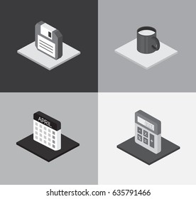 Vector illustration. Set of business isometric flat icons