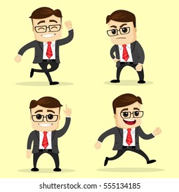 Vector illustration. Set of business man in different poses.