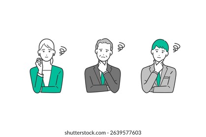Vector Illustration Set of Business People with Worried Expressions