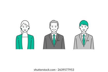 Vector Illustration Set of Business People with Various Facial Expressions