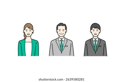 Vector Illustration Set of Business People with Various Facial Expressions