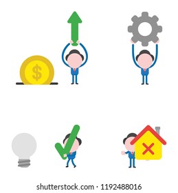 Vector illustration set of businessman mascot character.