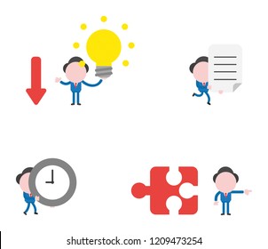 Vector illustration set of businessman mascot character.