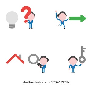 Vector illustration set of businessman mascot character.