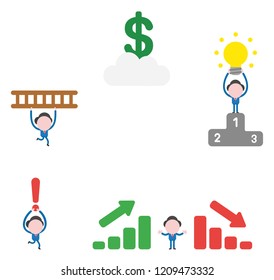 Vector illustration set of businessman mascot character.