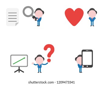 Vector illustration set of businessman mascot character.