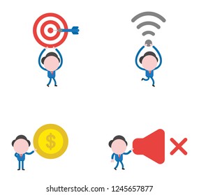 Vector illustration set of businessman mascot character.
