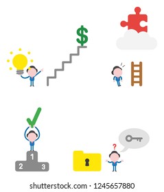 Vector illustration set of businessman mascot character.